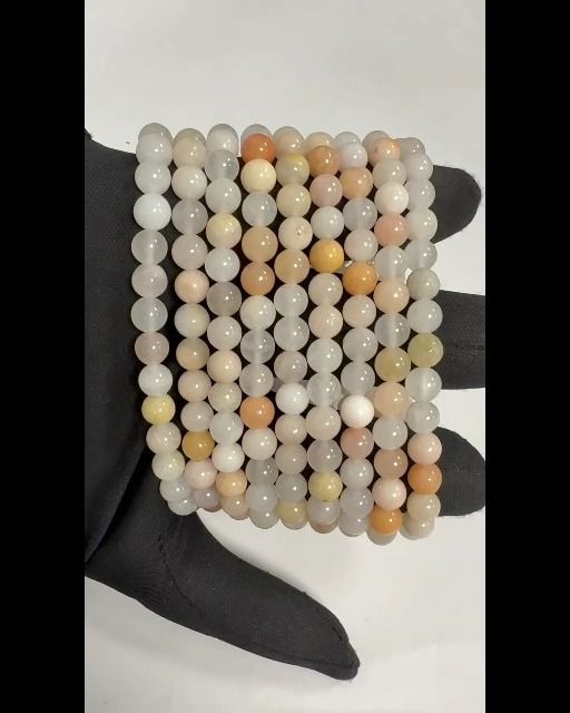 Pfirsichfarbenes Aventurin-Armband mit 6 mm großen Perlen