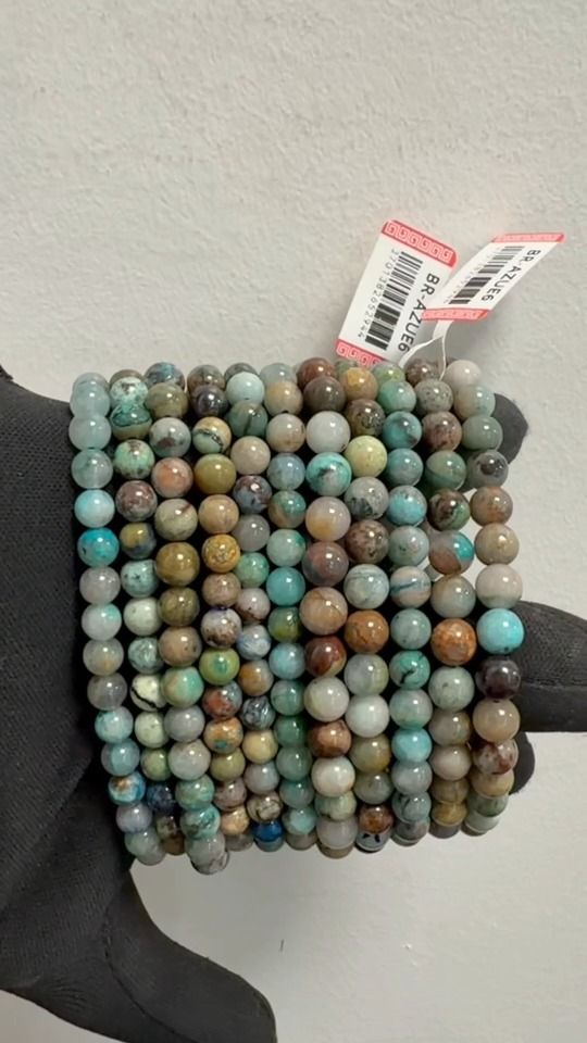 Armband aus natürlichem Azurit-Malachit, USA, Perlen 5,5–6,5 mm