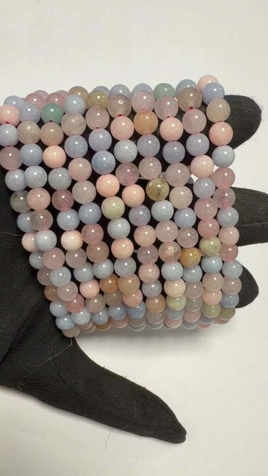 Beryll-Armband mit Aquamarin und Morganit A 6-7 mm Perlen