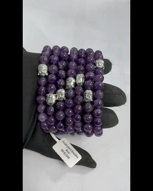 Armband Amethyst & Buddha A perles 8mm