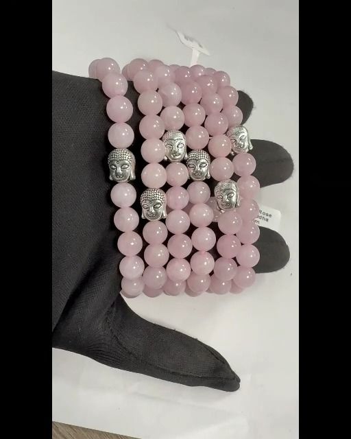 Armband Quarz & Buddha rose perles 8mm