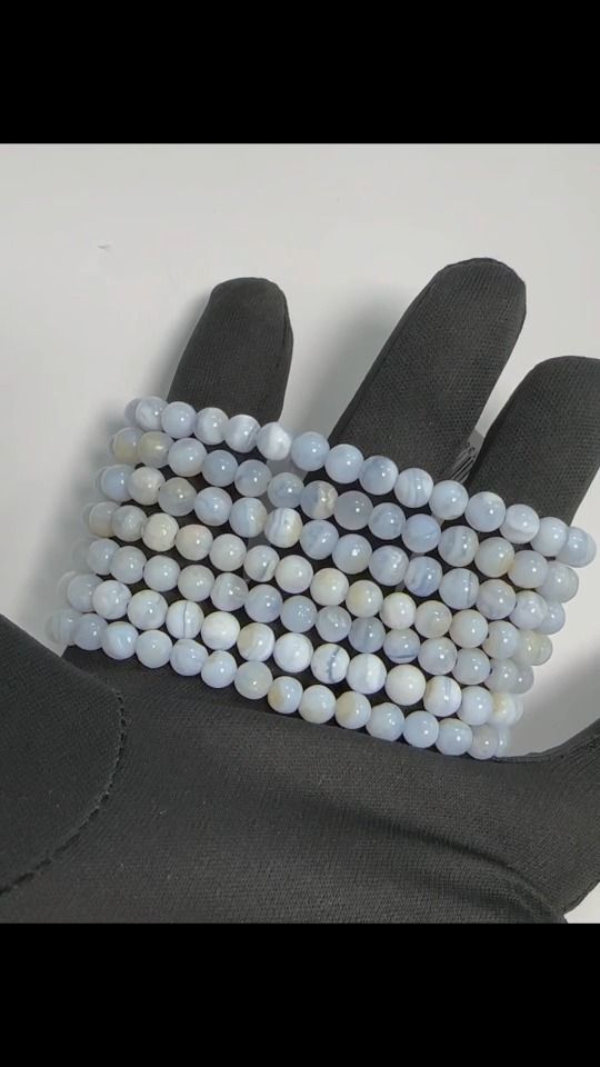 Armband Blaues Chalcedonband A Perlen 6mm