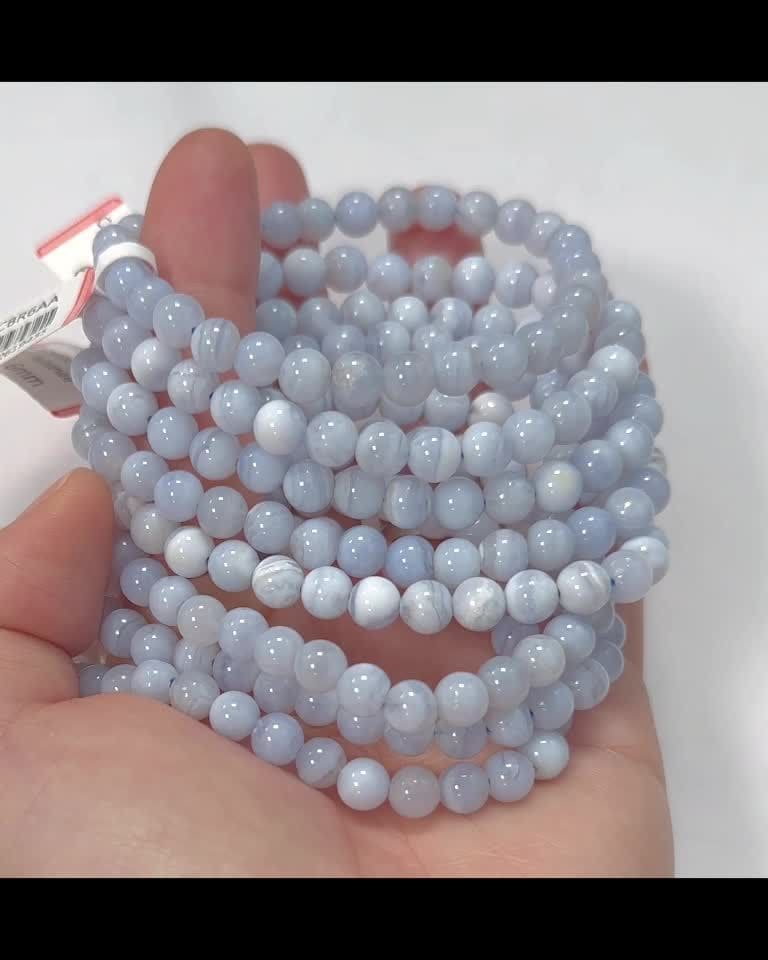 Armband Blauer Chalcedon gebänderte AA-Perlen 5.5–6.5 mm