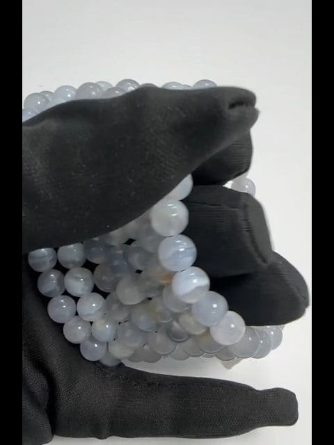 Blaues Chalcedon-Armband mit Bändern a 8-mm-Perlen