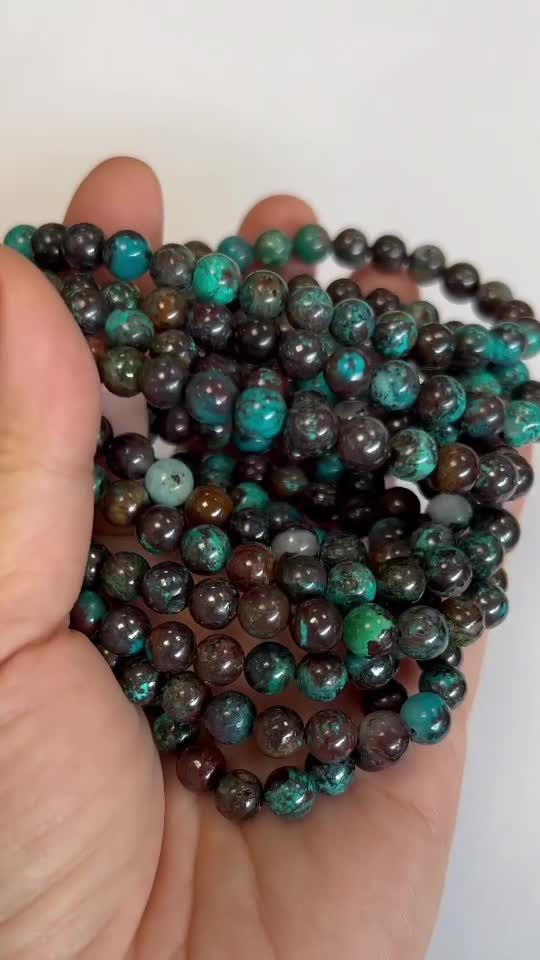 Chrysokoll aus dem Kongo AA-Perlen 6-7 mm