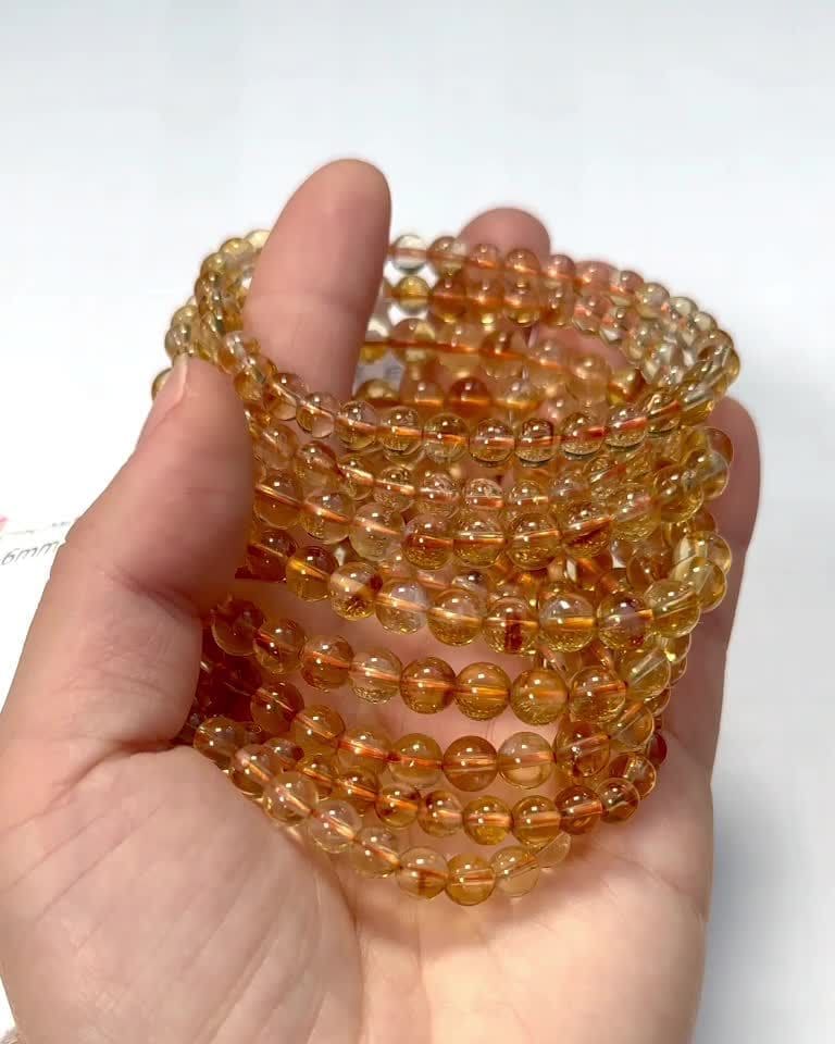 Beheizbares Citrin-Armband AA-Perlen 5.5-6.5 mm