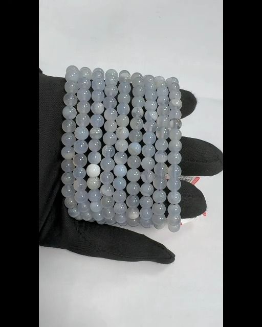 Blaues Chalcedon-Armband mit 6–6.5 mm großen Perlen