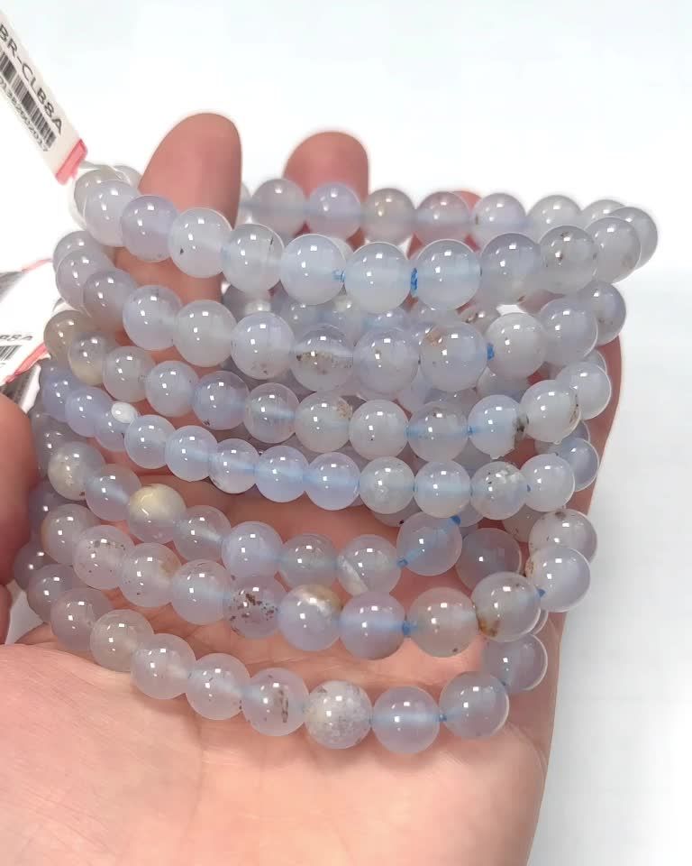 Blaues Chalcedon-Armband A-Perlen 7,5-8,5 mm