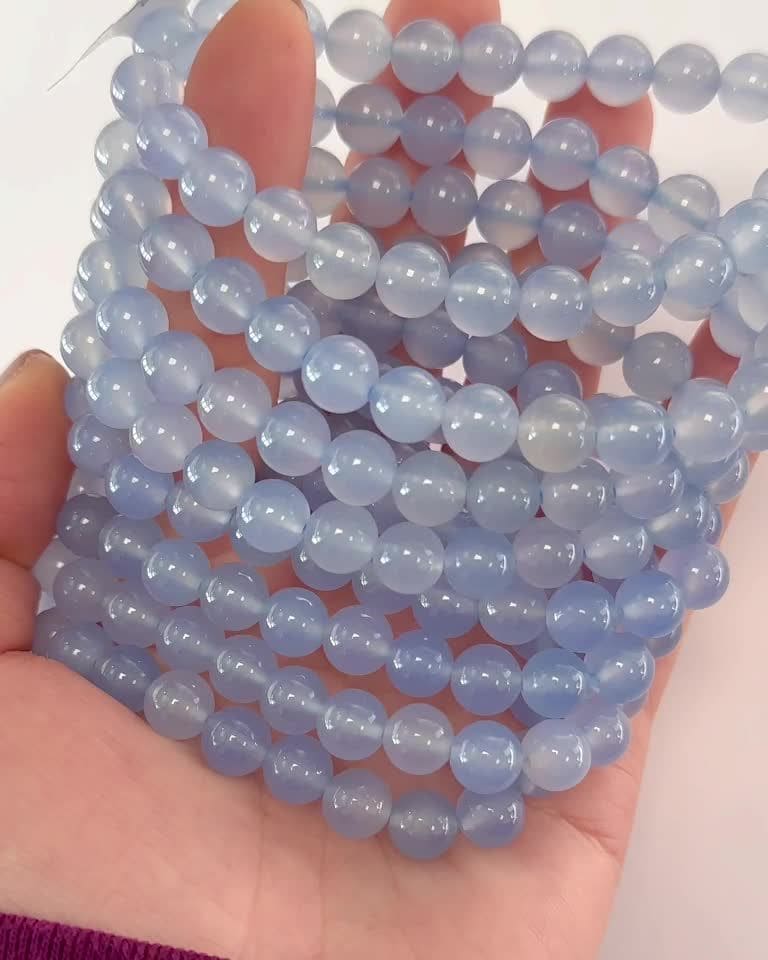 Blaues Chalcedon AAA Perlen Armband 8mm