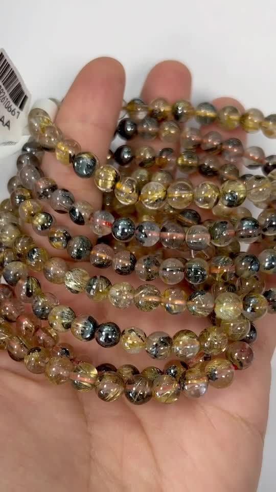 Bergkristall-Armband Rutil-Hämatit AAA-Perlen 5.5-6.5 mm