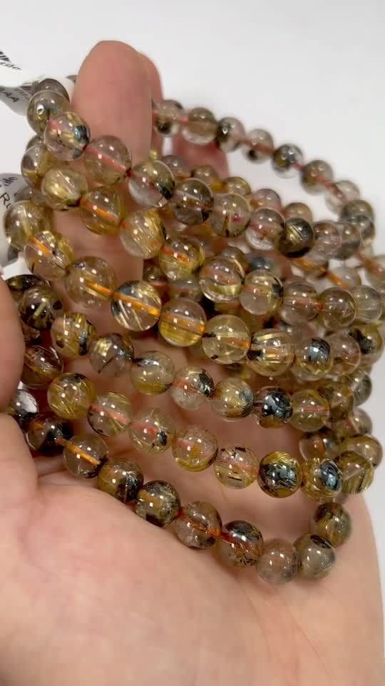 Bergkristall-Armband Rutil-Hämatit AAA-Perlen 7.5-8.5 mm
