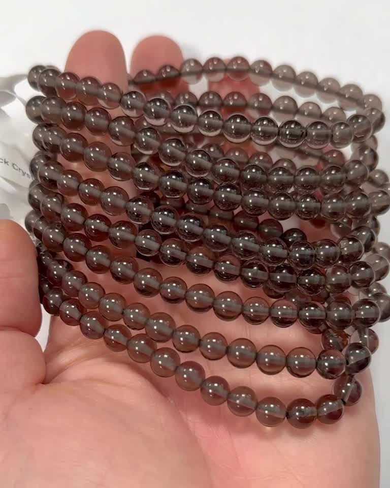 Geräuchertes Bergkristallperlen A armband 6mm