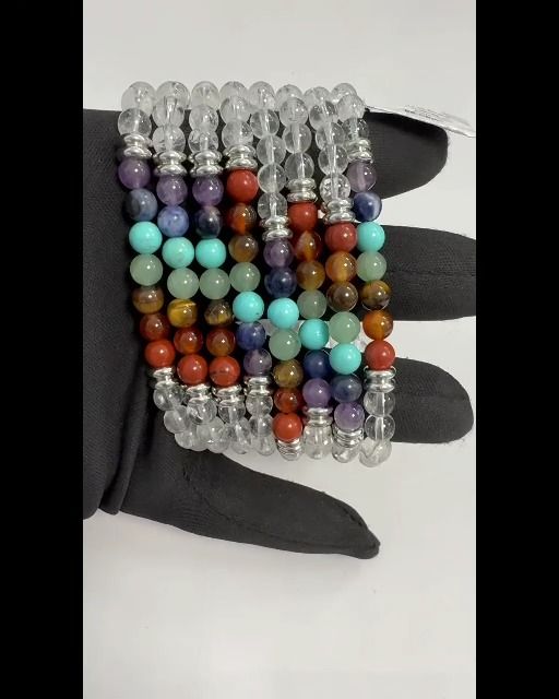 7 chakras Bergkristall Armband A perles 6mm
