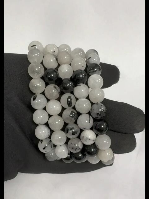 Armband Bergkristall Turmalin A Perlen 10mm