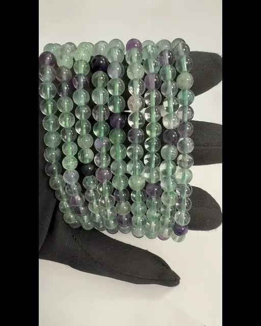 Mehrfarbige Fluorit-Armbandperlen 6–7 mm