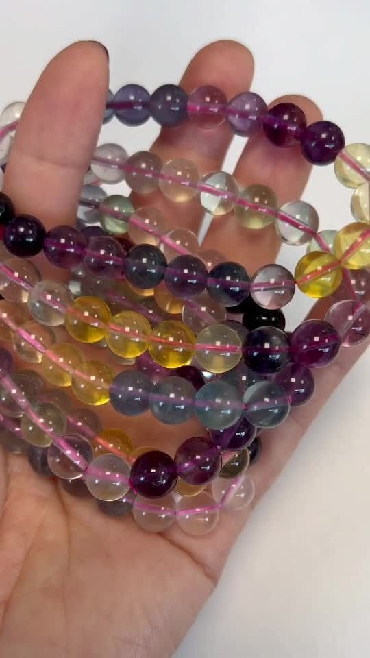 Armband Fluorite multicolor AAA perles 8mm