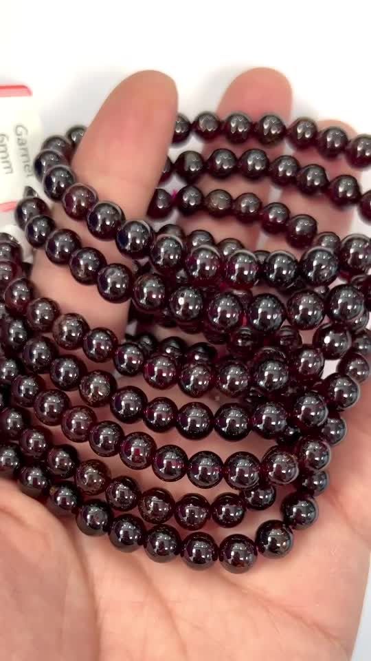 Rotes Granat-Armband, AA-Perlen, 5–6 mm