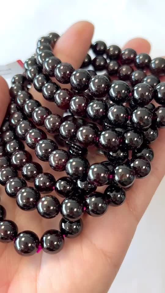 Rotes Granat-Armband, AA-Perlen, 7–8 mm