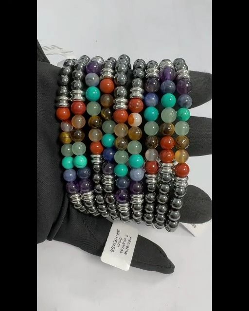 A Hämatit Armband 7 Chakren Perlen 6mm