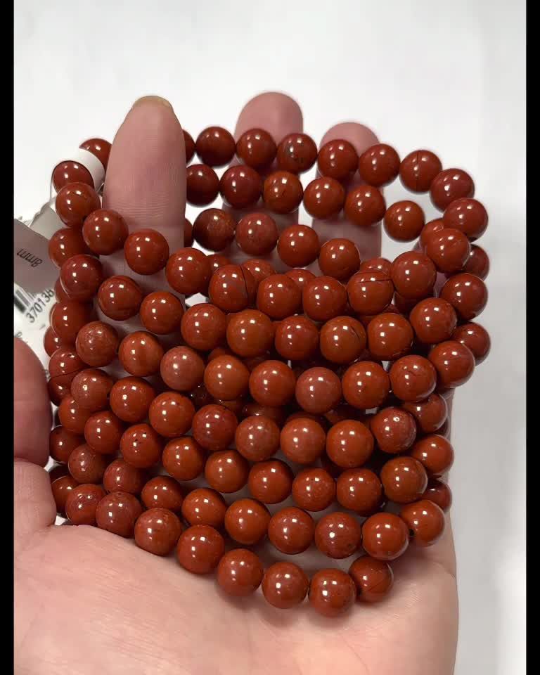 Armband aus rotem Jaspis A 8–9 mm großen Perlen