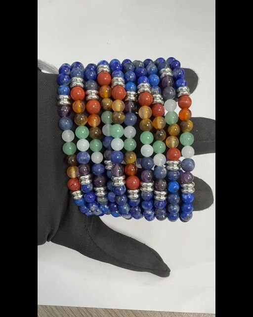 Lapislazuli-Armband mit 7 Chakren und 6 mm Perlen