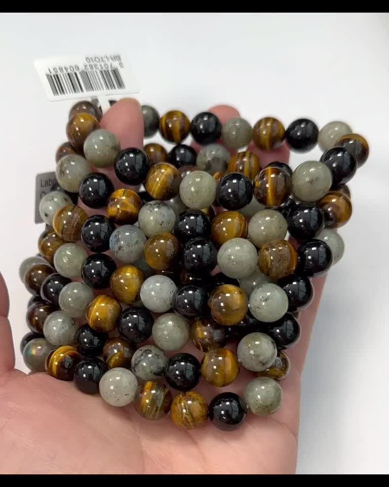 Labradorit Armband Tigerauge Onyx Perlen 10mm