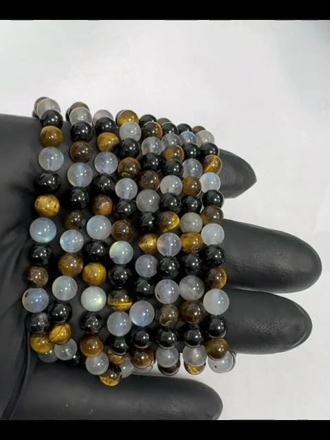 Labradorit-Armband Tigerauge Turmalinperlen A 6mm