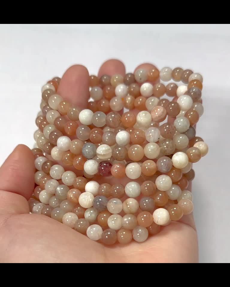 Mehrfarbiges Mondstein-Armband A-Perlen 6 mm
