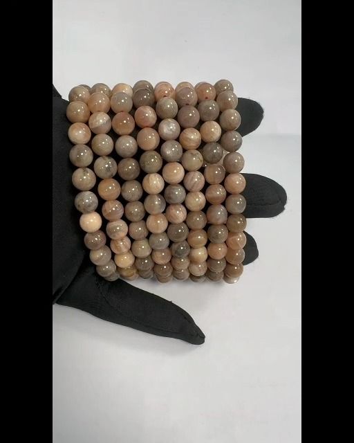 Armband aus braunem Mondstein mit 8–9 mm großen Perlen