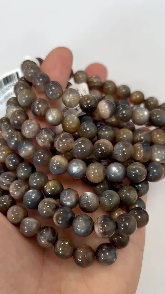 Schwarzer Mondstein Mix AA 8mm Perlen