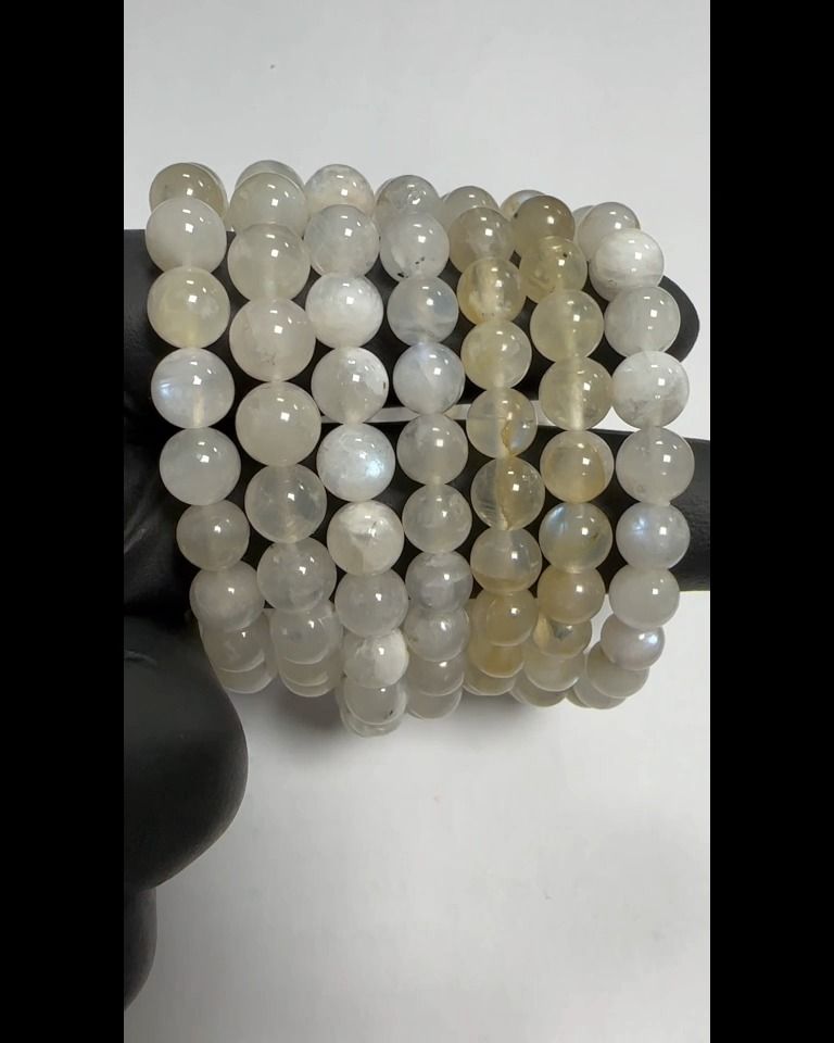 Weiße Peristerit-Mondstein-Armbandperlen 7,5-8,5 mm