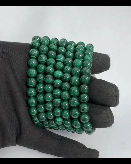 Dunkle AA-Malachit-Armbandperlen, 8–9 mm