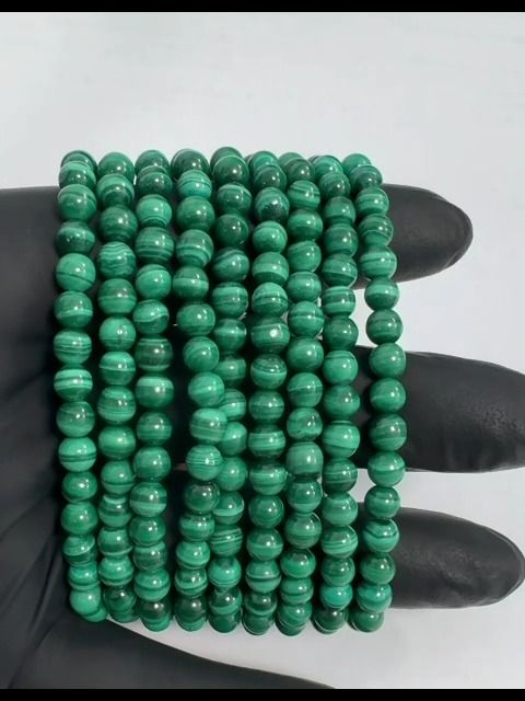 Armband Malachit, klare AAA-Perlen, 5–6 mm