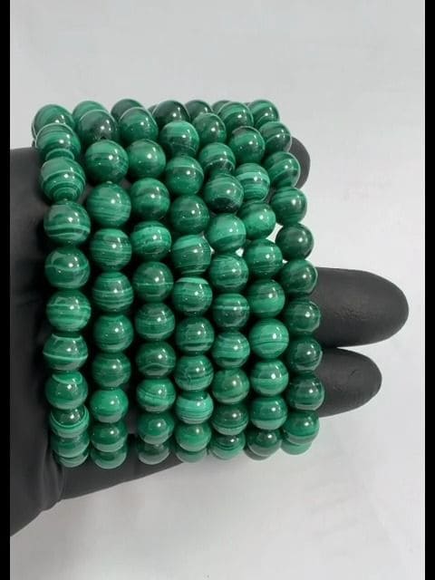 Armband Malachit klare AAA-Perlen 8–9 mm