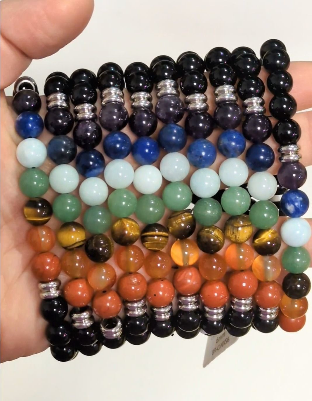 7 chakras Onyx A Perlen 8mm Armband