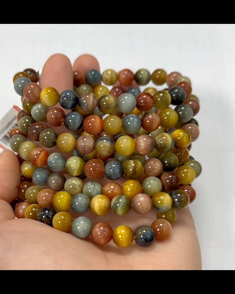 Mehrfarbiges Tigerauge-Armband, AA-Perlen, 8 mm
