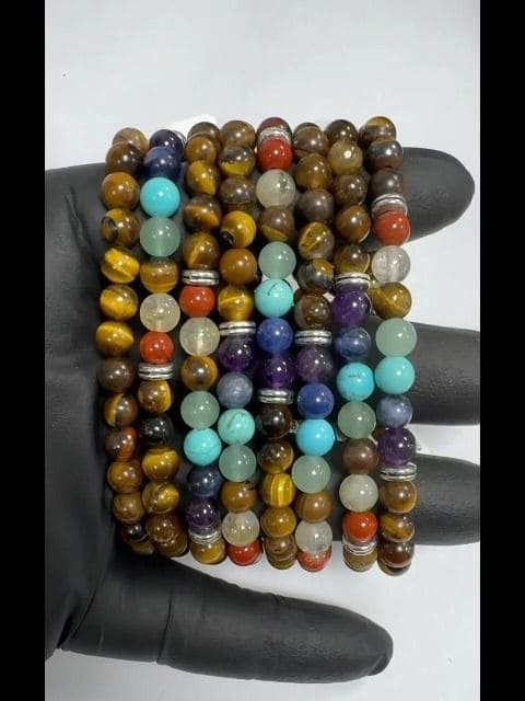 7 chakras Tigerauge Armbandperlen A 6mm