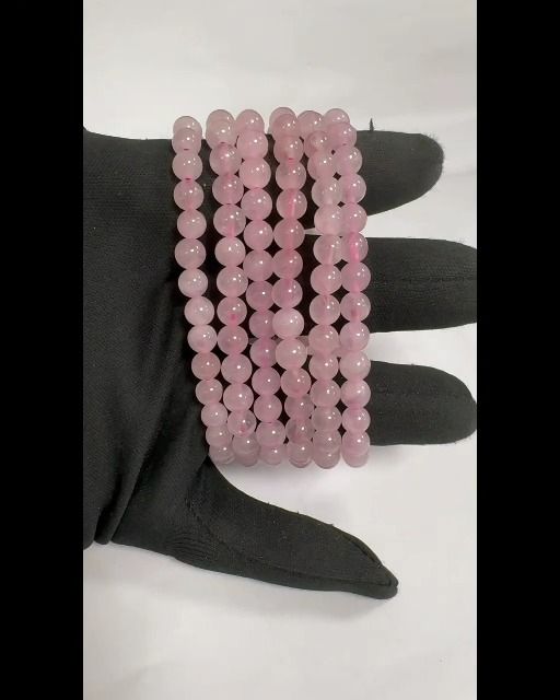 Armband Quarz rose A perles 6mm