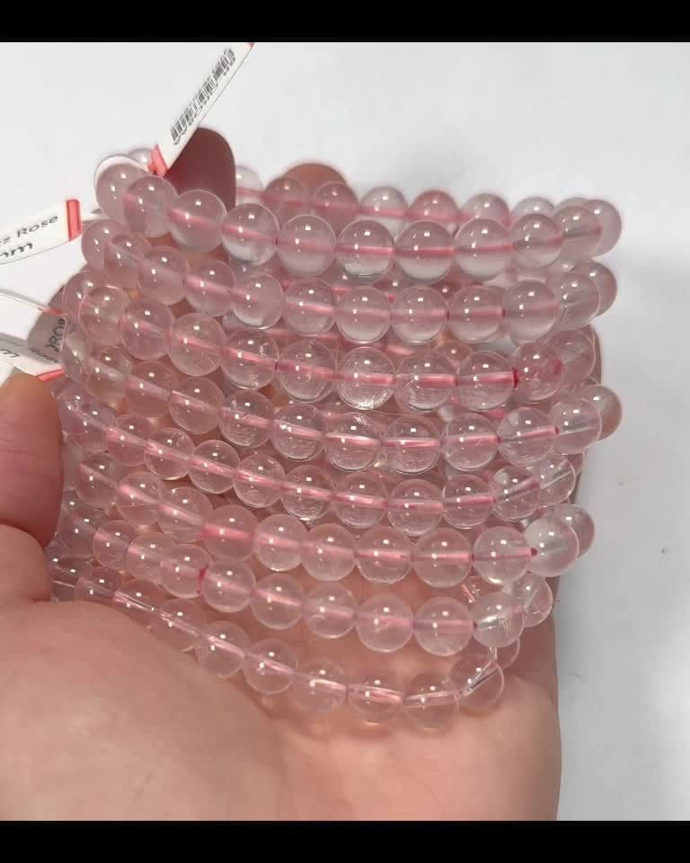 Armband Rosenquarz AA-Perlen 7.5-8.5 mm