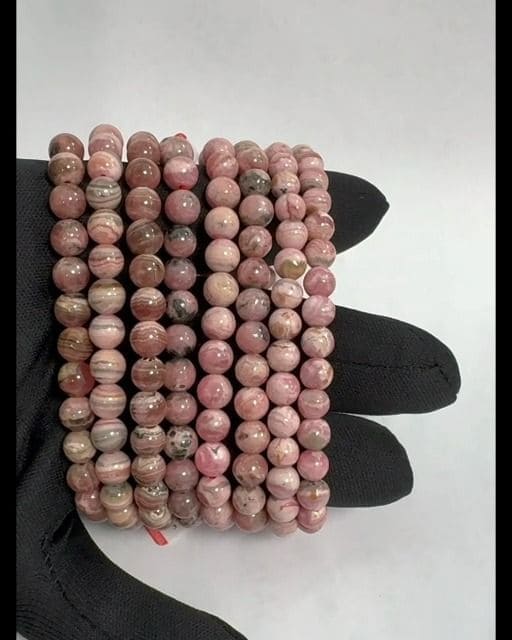 Argentinisches Rhodochrosit-Armband A 5,5–6,5 mm großen Perlen