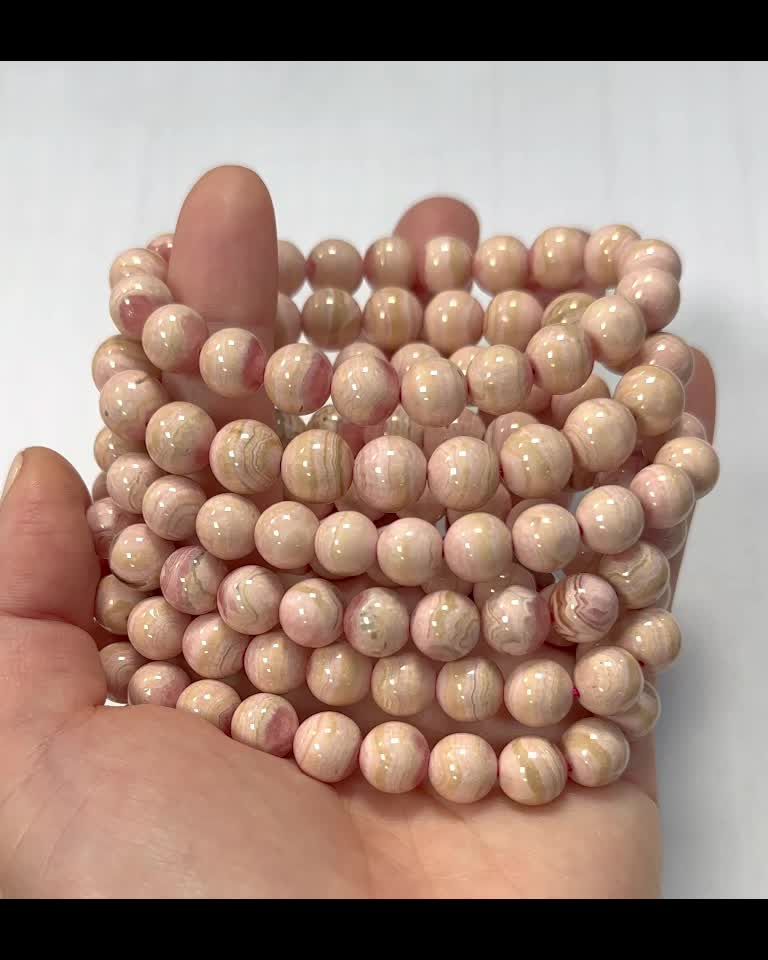 Armband Rhodochrosit Argentinien Perlen 9-10mm