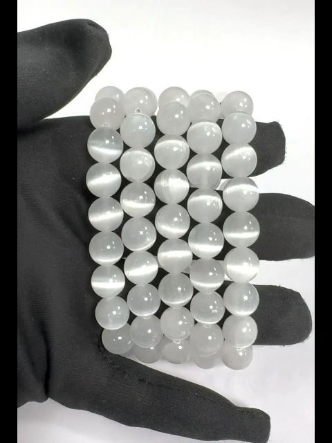 Katzenaugen-Selenit-Armband AA 10mm Perlen