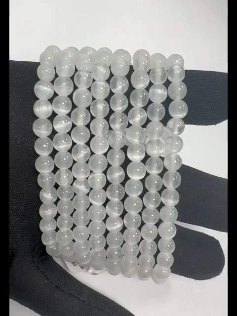 Selenit-Katzenaugen-Armband AA-Perlen 6 mm