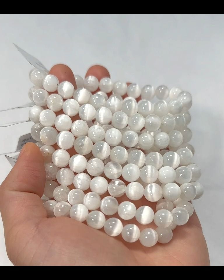 Katzenaugen-Selenit-Armband AA 8mm Perlen