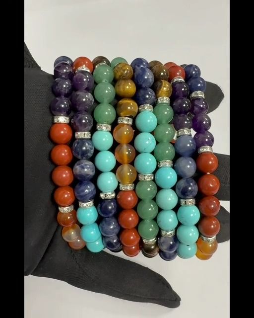 Armband 7 chakras & strass Perlen 8mm