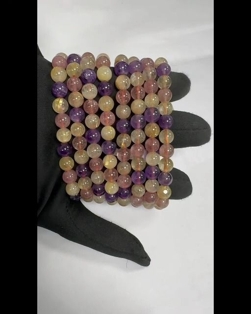 Armband Amethyst Rutilquarz Erdbeerquarz Mit 8mm Perlen