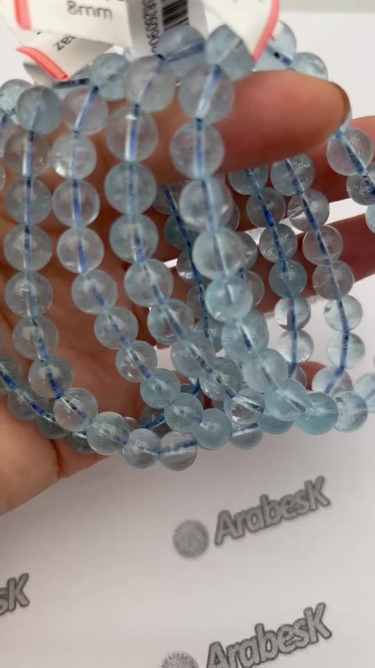 Blautopas-Armband, AAA-Perlen, 8–9 mm