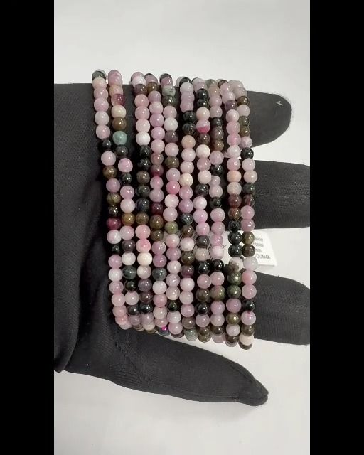 Mehrfarbiges Turmalin-Armband mit 4-mm-Perlen