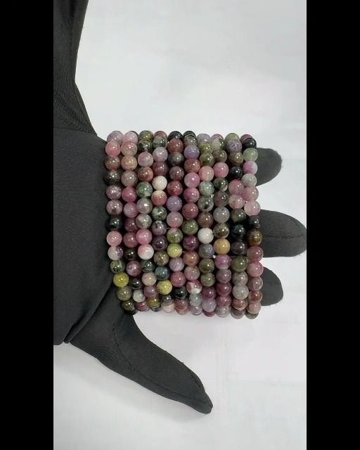 Mehrfarbiges Turmalin-Armband AA-Perlen 6–6.5 mm