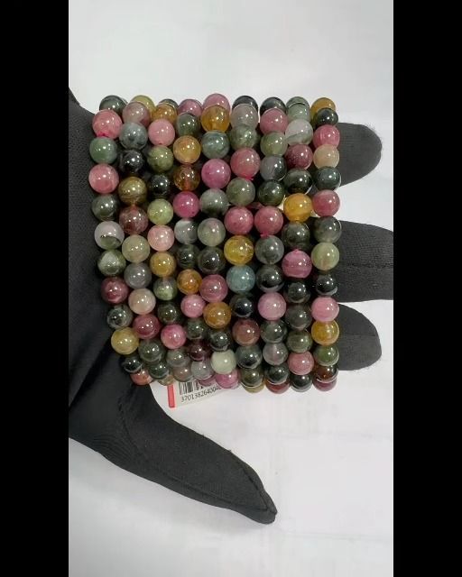 Mehrfarbiges Turmalin-Armband AA+-Perlen 6.5–7.5 mm
